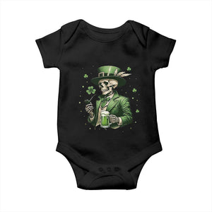Skeleton St Patricks Day Drinking Baby Onesie Irish Party Gift TS12 Black Print Your Wear