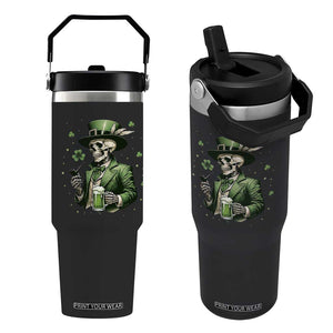 Skeleton St Patricks Day Drinking Flip Straw Tumbler Irish Party Gift TS12 One Size: 30 oz Black Print Your Wear