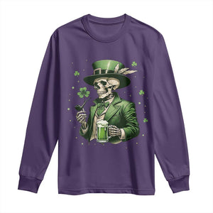 Skeleton St Patricks Day Drinking Long Sleeve Shirt Irish Party Gift TS12 Purple Print Your Wear