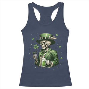 Skeleton St Patricks Day Drinking Racerback Tank Top Irish Party Gift TS12 Navy Print Your Wear
