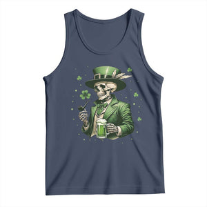 Skeleton St Patricks Day Drinking Tank Top Irish Party Gift TS12 Navy Print Your Wear