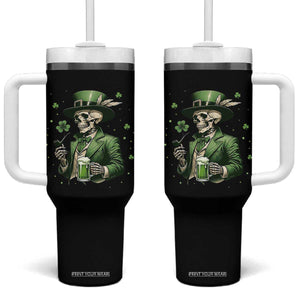 Skeleton St Patricks Day Drinking Tumbler With Handle Irish Party Gift TS12 One Size: 40 oz Black Print Your Wear