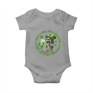 Lucky Irish Skeleton St Patricks Day Baby Onesie Beer Lover TS12 Sport Gray Print Your Wear