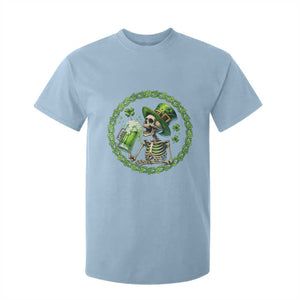 Lucky Irish Skeleton St Patricks Day T Shirt For Kid Beer Lover TS12 Light Blue Print Your Wear
