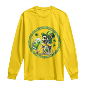 Lucky Irish Skeleton St Patricks Day Long Sleeve Shirt Beer Lover TS12 Daisy Print Your Wear