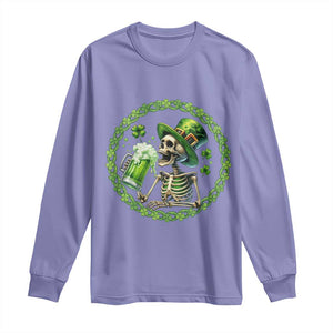 Lucky Irish Skeleton St Patricks Day Long Sleeve Shirt Beer Lover TS12 Violet Print Your Wear