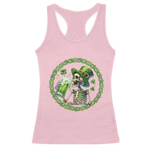 Lucky Irish Skeleton St Patricks Day Racerback Tank Top Beer Lover TS12 Light Pink Print Your Wear