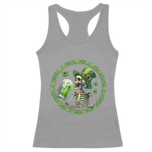 Lucky Irish Skeleton St Patricks Day Racerback Tank Top Beer Lover TS12 Sport Gray Print Your Wear