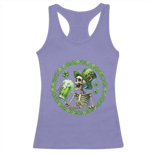 Lucky Irish Skeleton St Patricks Day Racerback Tank Top Beer Lover TS12 Violet Print Your Wear