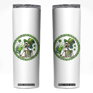 Lucky Irish Skeleton St Patricks Day Skinny Tumbler Beer Lover TS12 White Print Your Wear