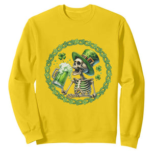Lucky Irish Skeleton St Patricks Day Sweatshirt Beer Lover TS12 Daisy Print Your Wear