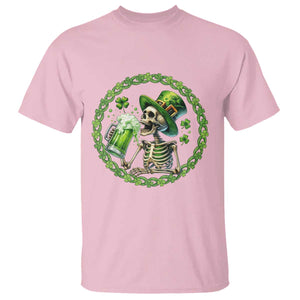 Lucky Irish Skeleton St Patricks Day T Shirt Beer Lover TS12 Light Pink Print Your Wear