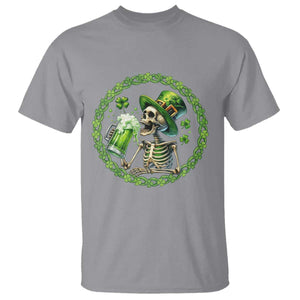 Lucky Irish Skeleton St Patricks Day T Shirt Beer Lover TS12 Sport Gray Print Your Wear