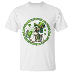 Lucky Irish Skeleton St Patricks Day T Shirt Beer Lover TS12 White Print Your Wear