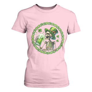 Lucky Irish Skeleton St Patricks Day T Shirt For Women Beer Lover TS12 Light Pink Print Your Wear