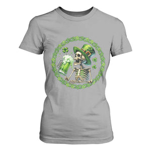 Lucky Irish Skeleton St Patricks Day T Shirt For Women Beer Lover TS12 Sport Gray Print Your Wear