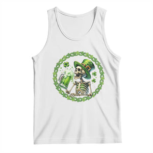 Lucky Irish Skeleton St Patricks Day Tank Top Beer Lover TS12 White Print Your Wear