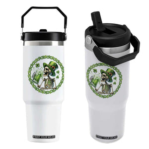 Lucky Irish Skeleton St Patricks Day Flip Straw Tumbler Beer Lover TS12 One Size: 30 oz White Print Your Wear