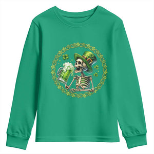 Lucky Irish Skeleton St Patricks Day Youth Sweatshirt Beer Lover TS12 Irish Green Print Your Wear