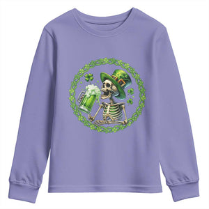 Lucky Irish Skeleton St Patricks Day Youth Sweatshirt Beer Lover TS12 Violet Print Your Wear