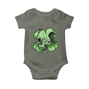 St Patricks Day Lucky Shamrock Skull Gift Baby Onesie TS12 Military Green Print Your Wear