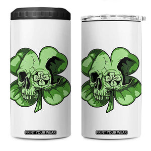 St Patricks Day Lucky Shamrock Skull Gift 4 in 1 Can Cooler Tumbler TS12 One Size: 16 oz White Print Your Wear