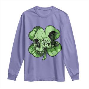 St Patricks Day Lucky Shamrock Skull Gift Long Sleeve Shirt TS12 Violet Print Your Wear