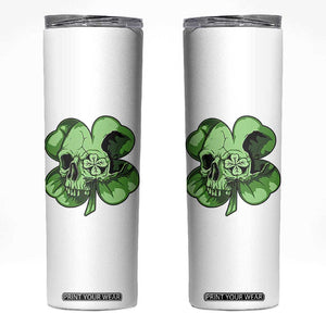 St Patricks Day Lucky Shamrock Skull Gift Skinny Tumbler TS12 White Print Your Wear