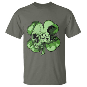 St Patricks Day Lucky Shamrock Skull Gift T Shirt TS12 Military Green Print Your Wear