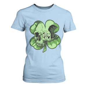 St Patricks Day Lucky Shamrock Skull Gift T Shirt For Women TS12 Light Blue Print Your Wear