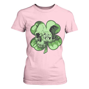 St Patricks Day Lucky Shamrock Skull Gift T Shirt For Women TS12 Light Pink Print Your Wear