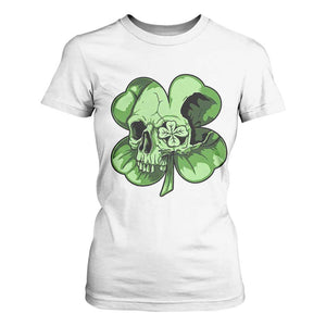 St Patricks Day Lucky Shamrock Skull Gift T Shirt For Women TS12 White Print Your Wear