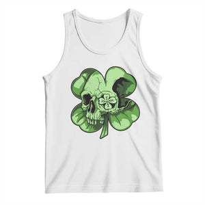 St Patricks Day Lucky Shamrock Skull Gift Tank Top TS12 White Print Your Wear