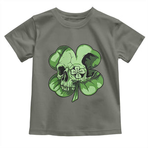 St Patricks Day Lucky Shamrock Skull Gift Toddler T Shirt TS12 Military Green Print Your Wear