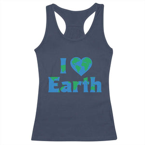 Earth Day Environmental Activism Racerback Tank Top I Love Earth TS12 Navy Print Your Wear