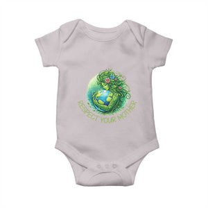Respect Your Mother Baby Onesie Earth Mother Hugging Planet TS12 Ice Gray Print Your Wear