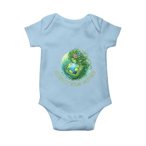 Respect Your Mother Baby Onesie Earth Mother Hugging Planet TS12 Light Blue Print Your Wear