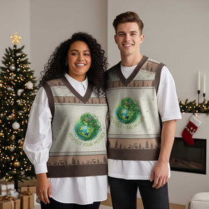 Respect Your Mother V-Neck Knit Sweater Vest Earth Mother Hugging Planet TS12 Mocha Mousse Print Your Wear