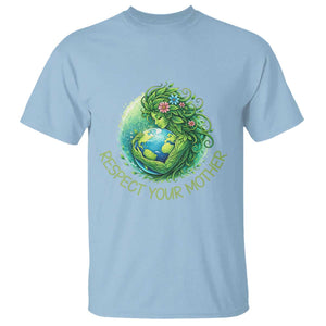 Respect Your Mother T Shirt Earth Mother Hugging Planet TS12 Light Blue Print Your Wear