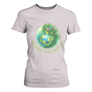 Respect Your Mother T Shirt For Women Earth Mother Hugging Planet TS12 Ice Gray Print Your Wear