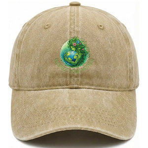Respect Your Mother Washed Cotton Baseball Cap Earth Mother Hugging Planet TS12 Washed Cap Universal Fit Khaki Print Your Wear