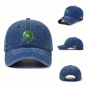 Respect Your Mother Washed Cotton Baseball Cap Earth Mother Hugging Planet TS12 Washed Cap Universal Fit Royal Blue Print Your Wear
