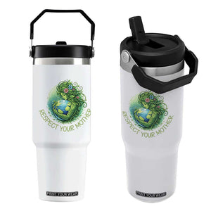 Respect Your Mother Flip Straw Tumbler Earth Mother Hugging Planet TS12 One Size: 30 oz White Print Your Wear