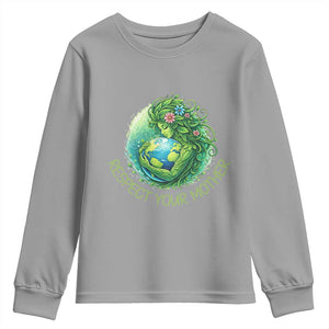Respect Your Mother Youth Sweatshirt Earth Mother Hugging Planet TS12 Sport Gray Print Your Wear