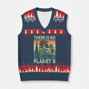 Vintage There Is No Planet B Earth Day Gift V-Neck Knit Sweater Vest TS12 Navy Red Print Your Wear