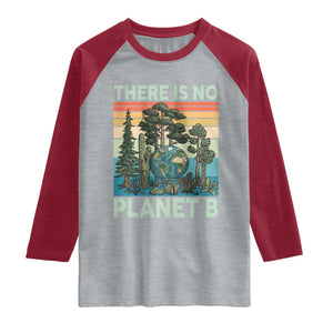 Vintage There Is No Planet B Earth Day Gift Raglan Shirt TS12 Heather Gray Heather Red Print Your Wear