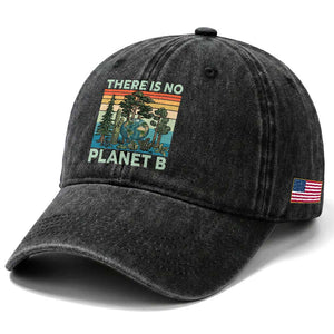 Vintage There Is No Planet B Earth Day Gift Washed Cotton Baseball Cap TS12 Print Your Wear
