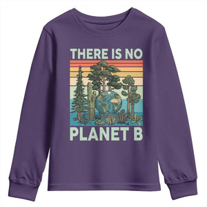 Vintage There Is No Planet B Earth Day Gift Youth Sweatshirt TS12 Purple Print Your Wear