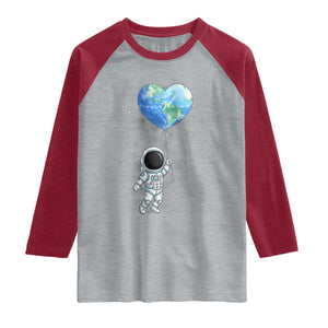 Astronaut Protect The Planet Raglan Shirt Earth Day Gift TS12 Heather Gray Heather Red Print Your Wear