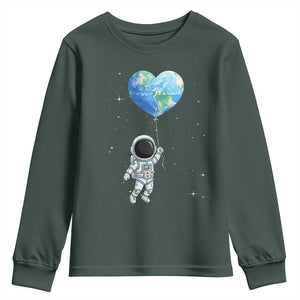 Astronaut Protect The Planet Youth Sweatshirt Earth Day Gift TS12 Dark Forest Green Print Your Wear